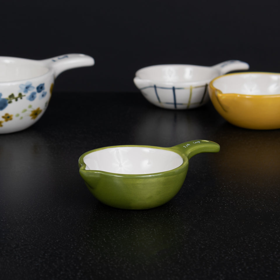 Spring Hand-Painted Stoneware Measuring Cups