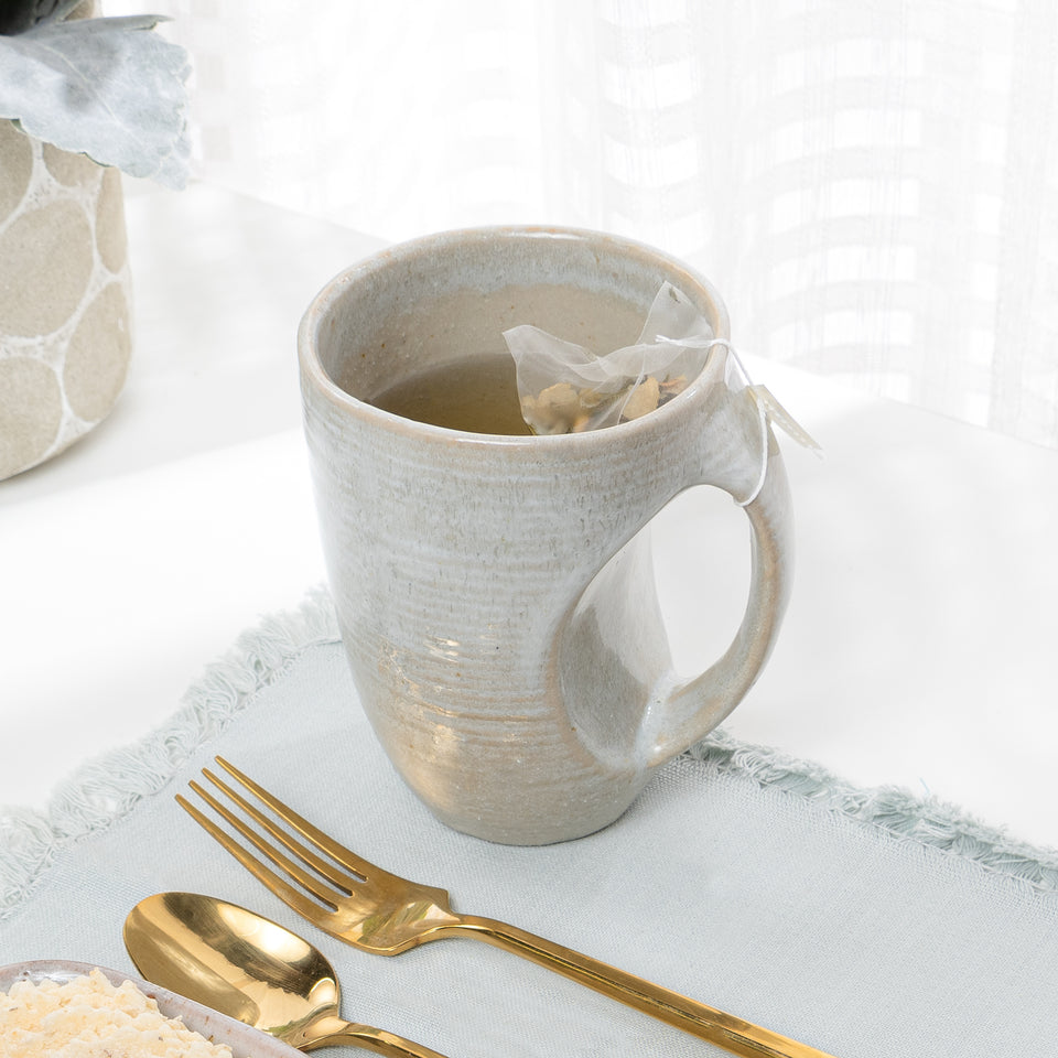 Indented Reactive Glaze Stoneware Mug