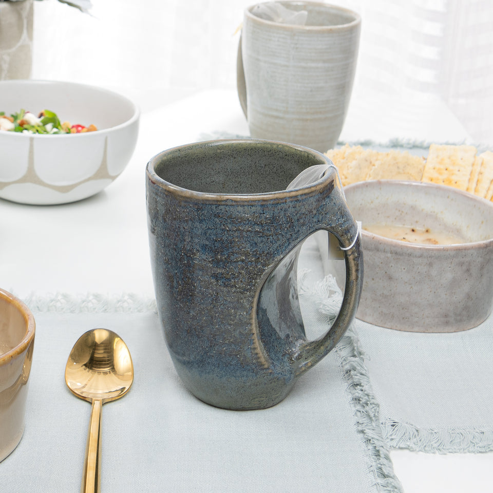 Indented Reactive Glaze Stoneware Mug