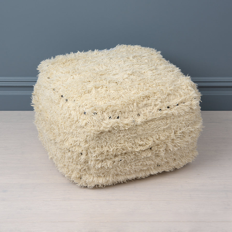 White Pouf with Black Sequins