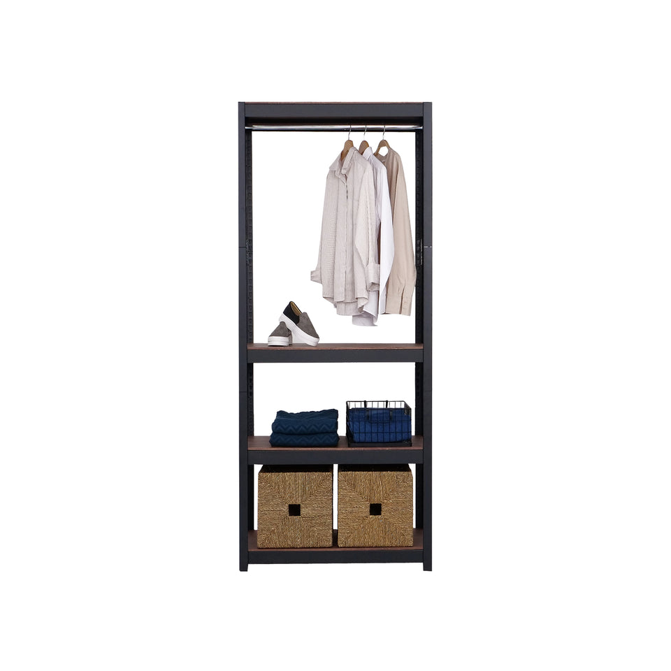 Kepsuul Clothing Rack + 2 Shelf Customizable Modular Shelving and Storage