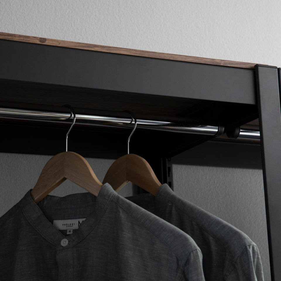 Kepsuul Clothing Rack + 2 Shelf Customizable Modular Shelving and Storage