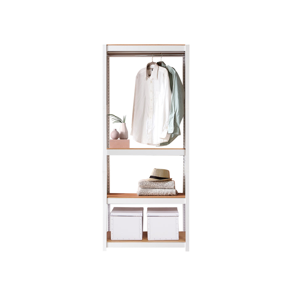 Kepsuul Clothing Rack + 2 Shelf Customizable Modular Shelving and Storage