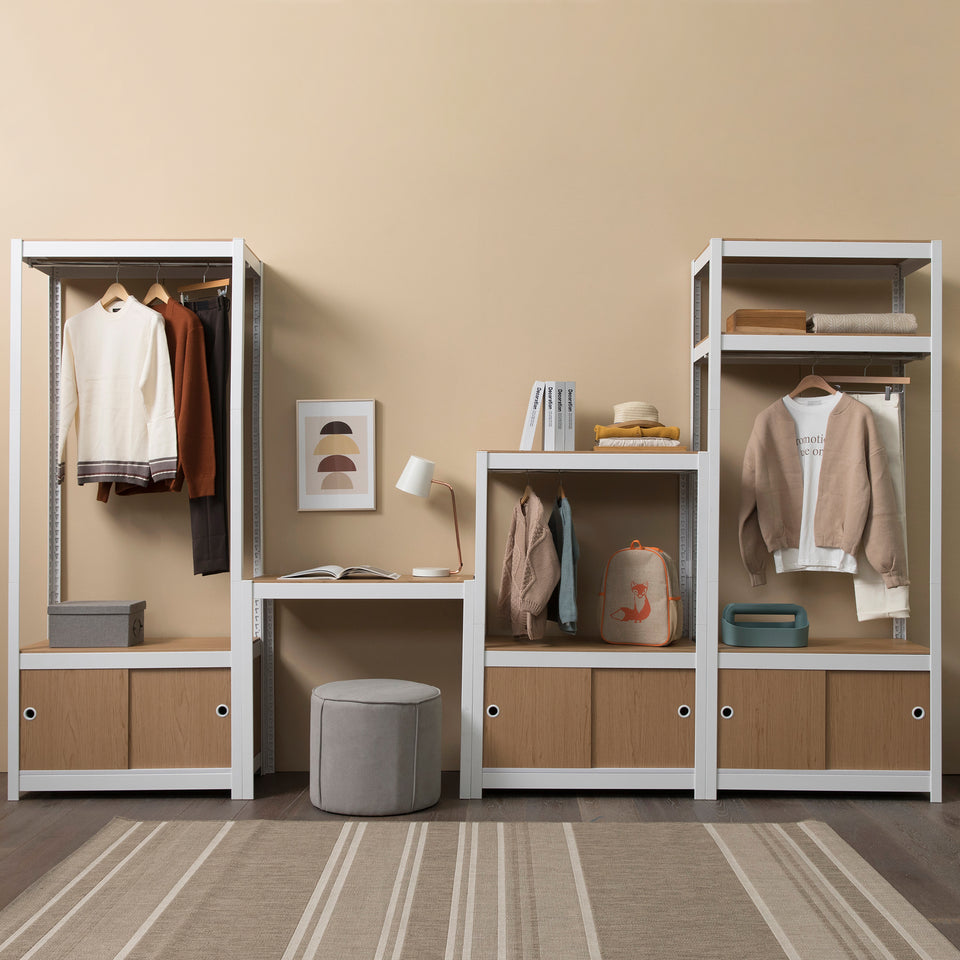 Kepsuul Clothing Rack + 2 Shelf Customizable Modular Shelving and Storage