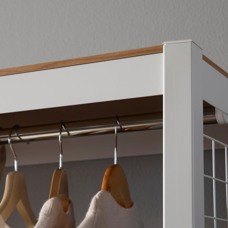 Kepsuul Two Tier Clothing Rack + Mesh Board Customizable Modular Shelving and Storage