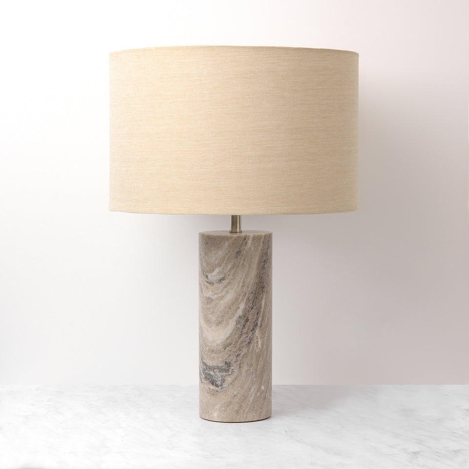 Beige Marble Lamp with Shade