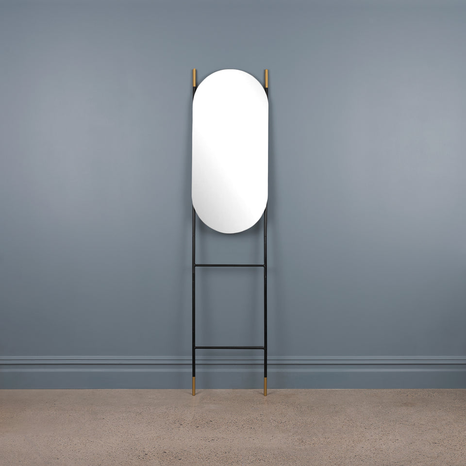 Modern Leaning Ladder Oval Mirror