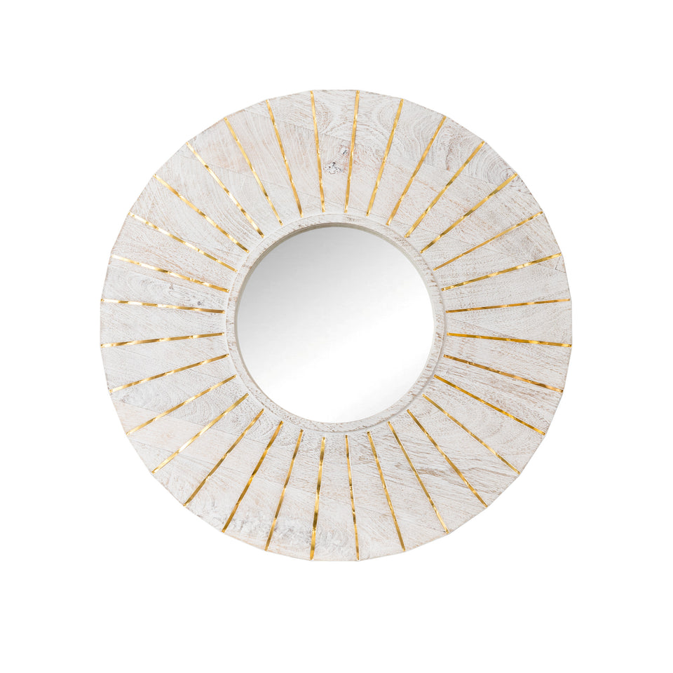 Round Mirror with Metal Inlay