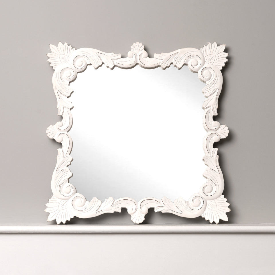 Square Rococo White Mirror