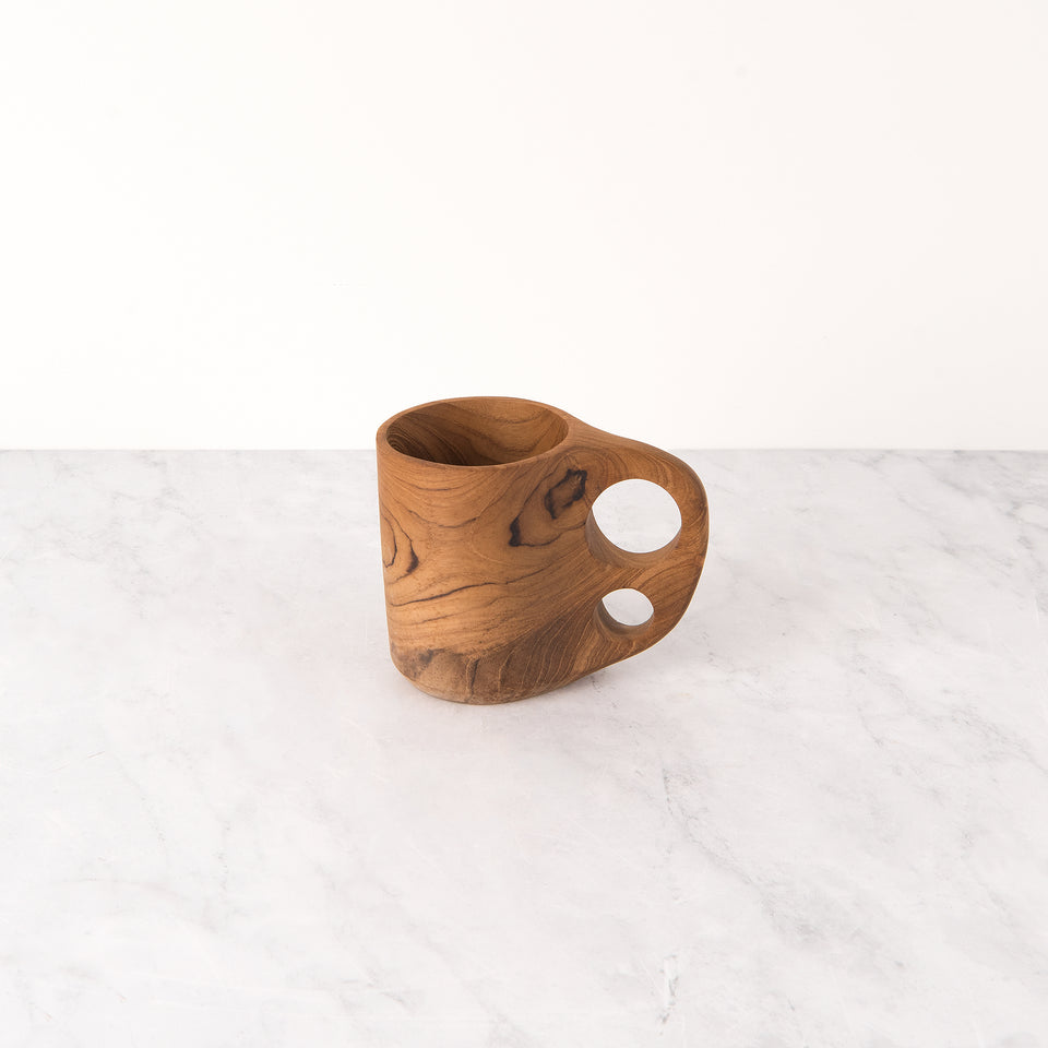 Multi Finger Handle Two Finger Handle Teak Mug – BHFhome