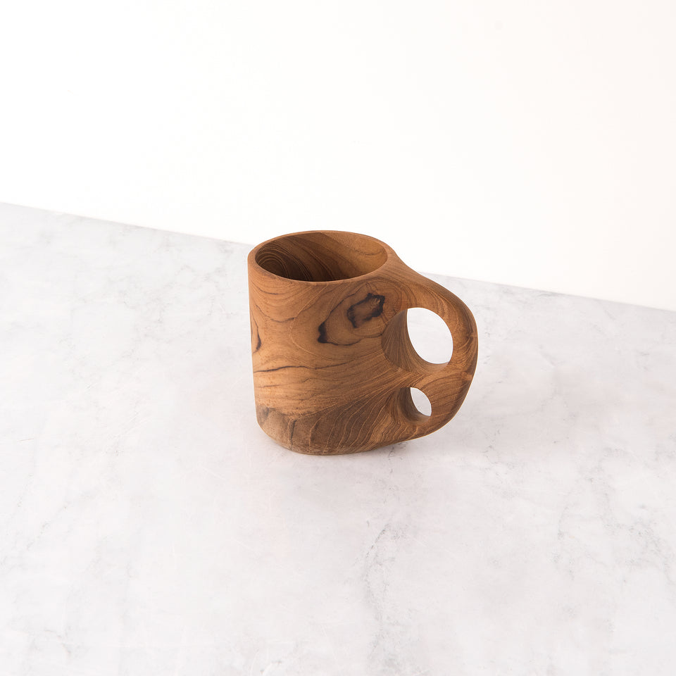 Two Finger Handle Teak Mug