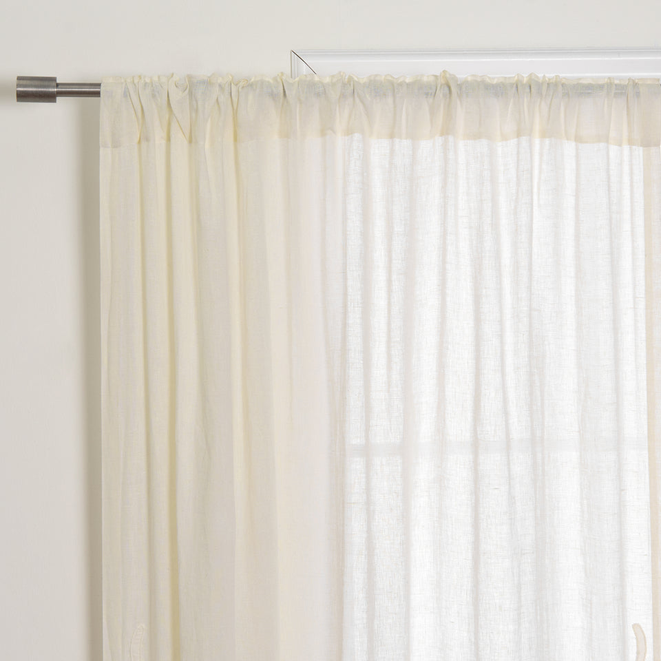 Rod Pocket Embroidered Linen Curtains