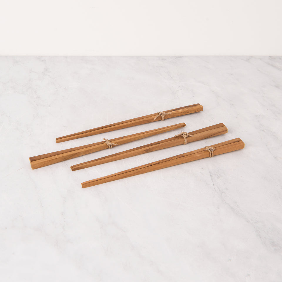 Teak Chopstick and Holder Set