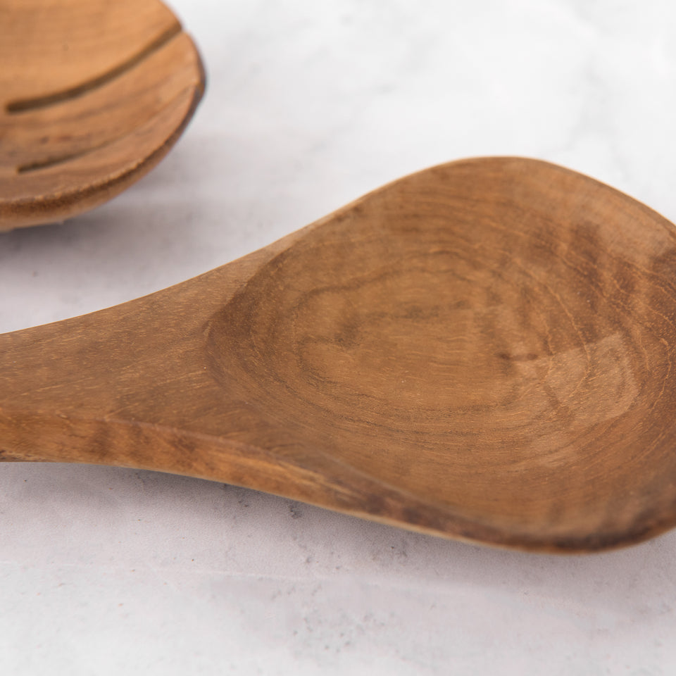 Natural Handle Teak Salad Server Set