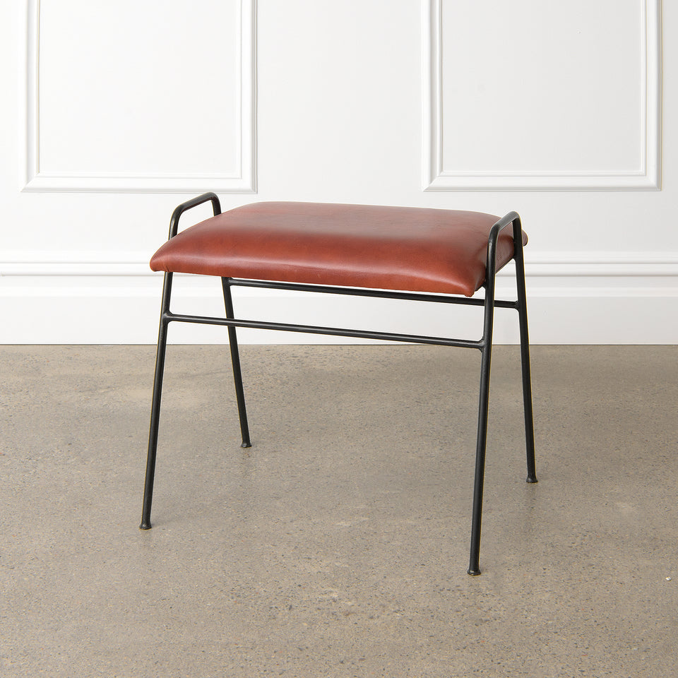 Genuine Leather Iron Frame Stool