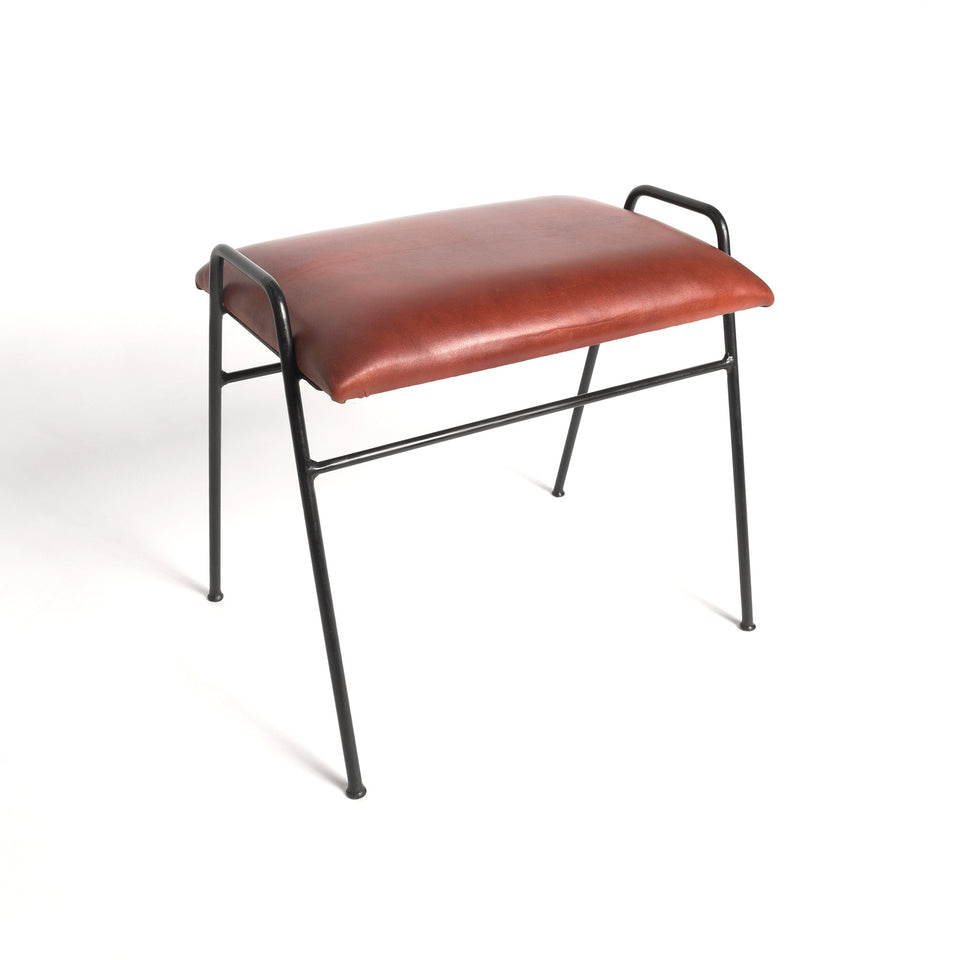 Genuine Leather Iron Frame Stool