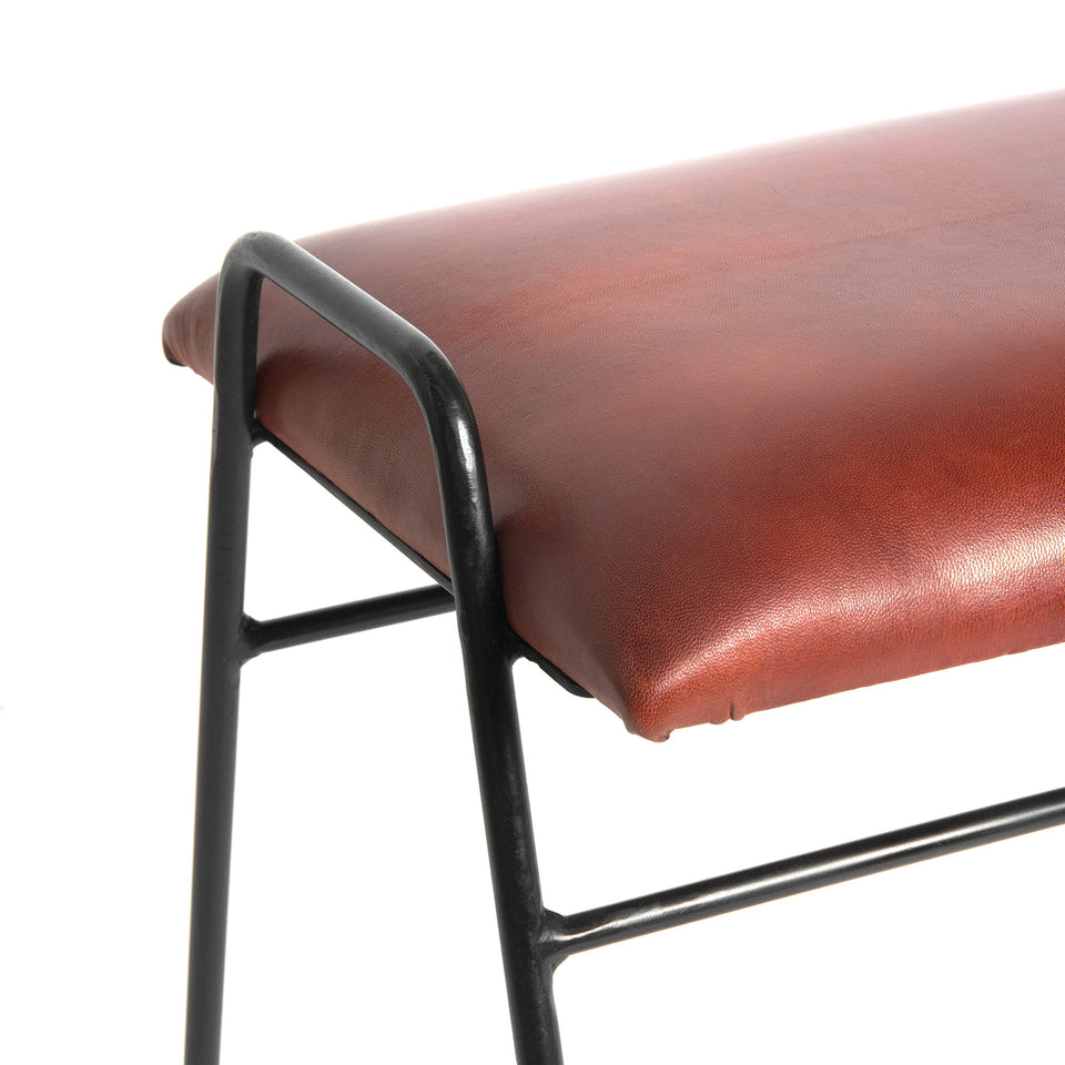 Genuine Leather Iron Frame Stool