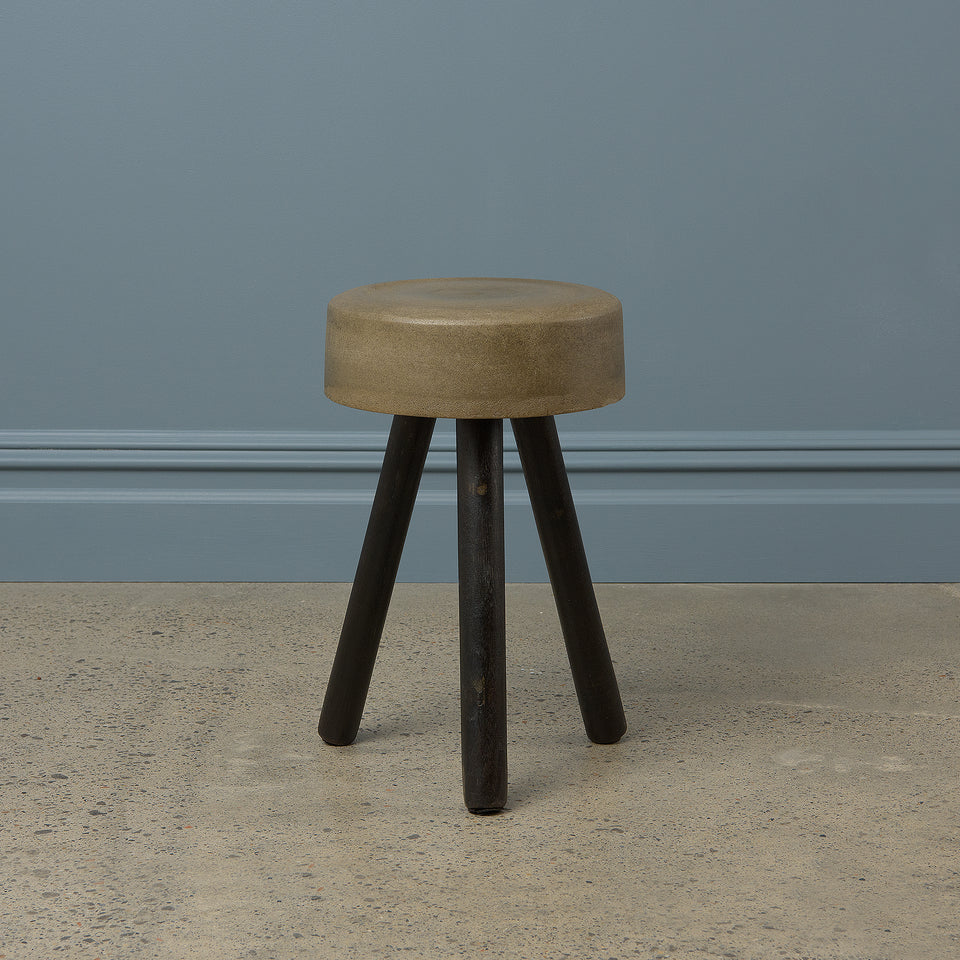 Mini Concrete Stool with Wooden Legs