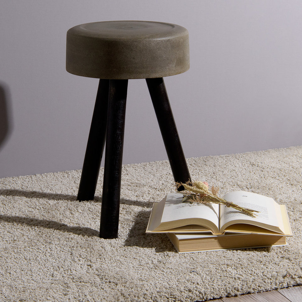 Mini Concrete Stool with Wooden Legs