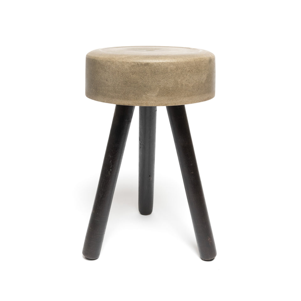 Mini Concrete Stool with Wooden Legs