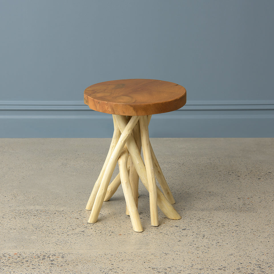 Cross-Legged Teak Stool