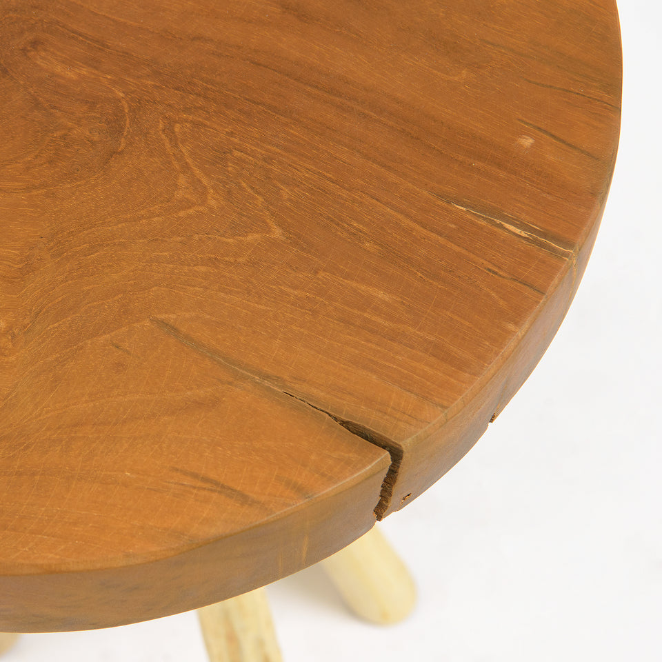 Cross-Legged Teak Stool