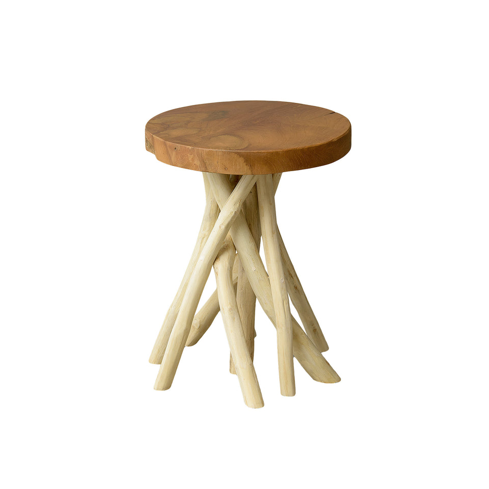 Cross-Legged Teak Stool