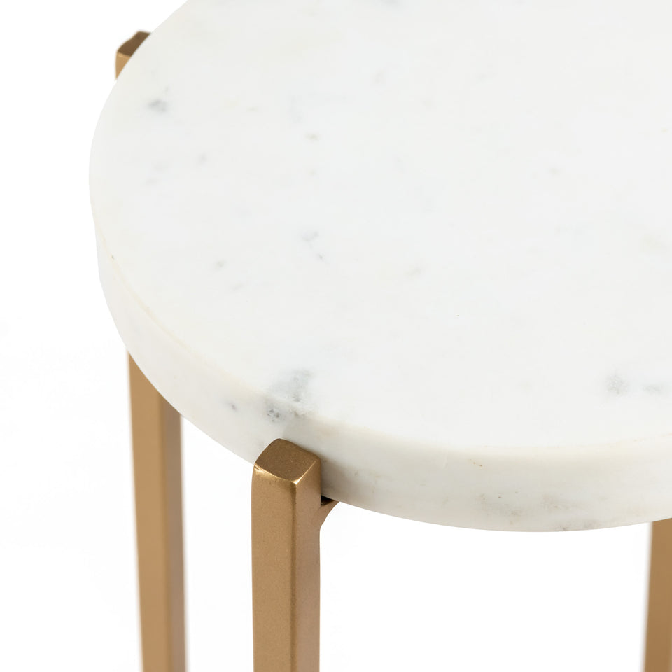 Avenlee Round Marble Side Table with Gold Base