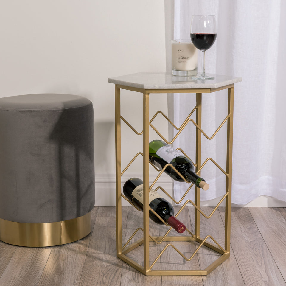 Piers Marble Table with Wine Storage
