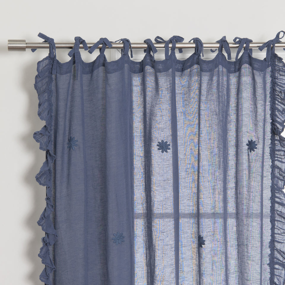 Brittany Sheer Side Ruffle Linen Curtain