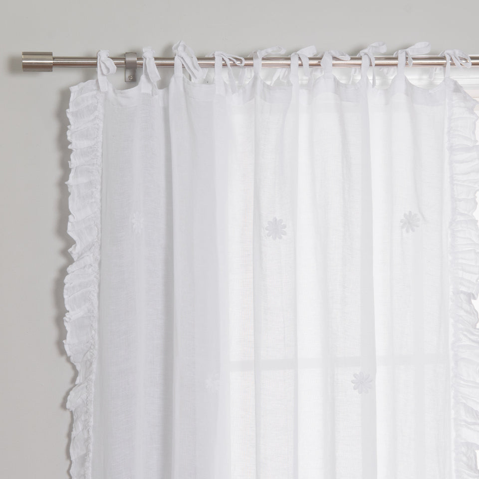 Brittany Sheer Side Ruffle Linen Curtain