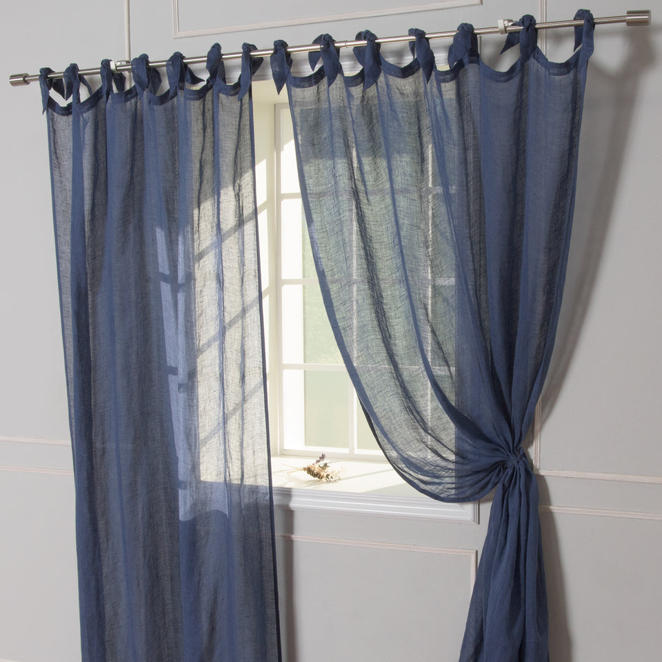 Brittany Semi Sheer Linen Romantic Tie Top Curtain