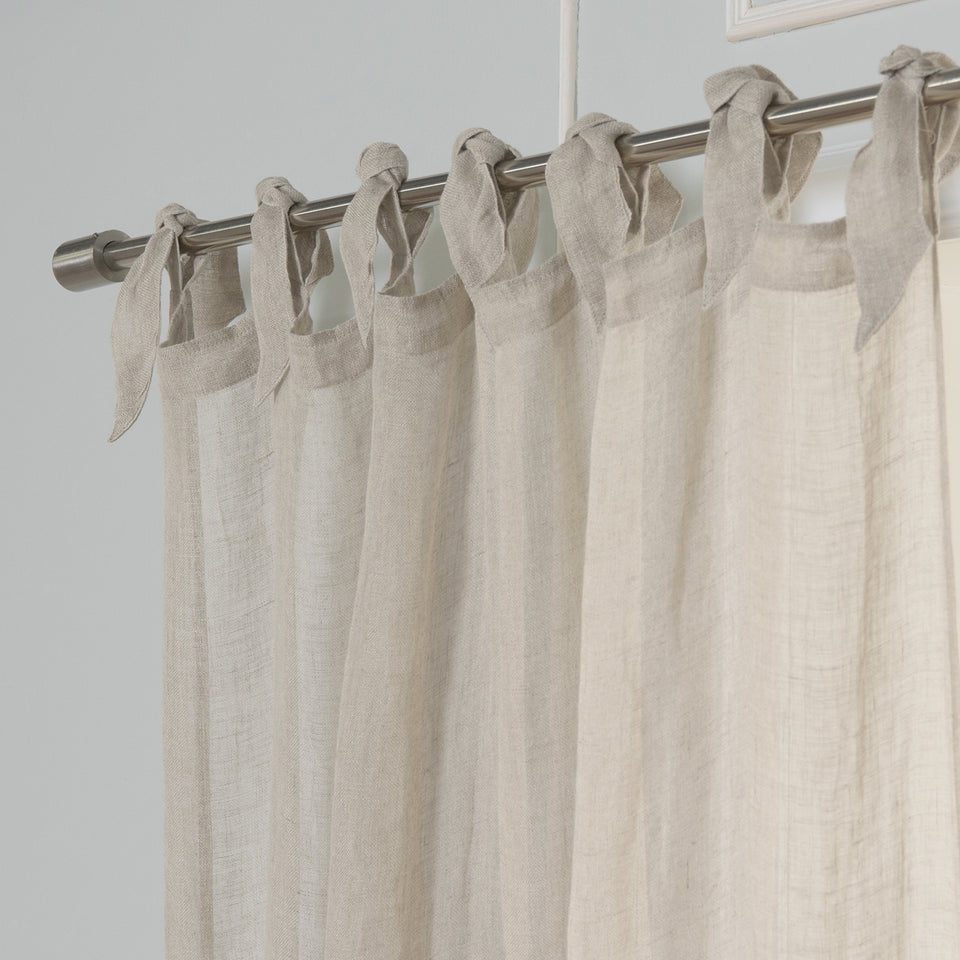 Brittany Semi Sheer Linen Romantic Tie Top Curtain