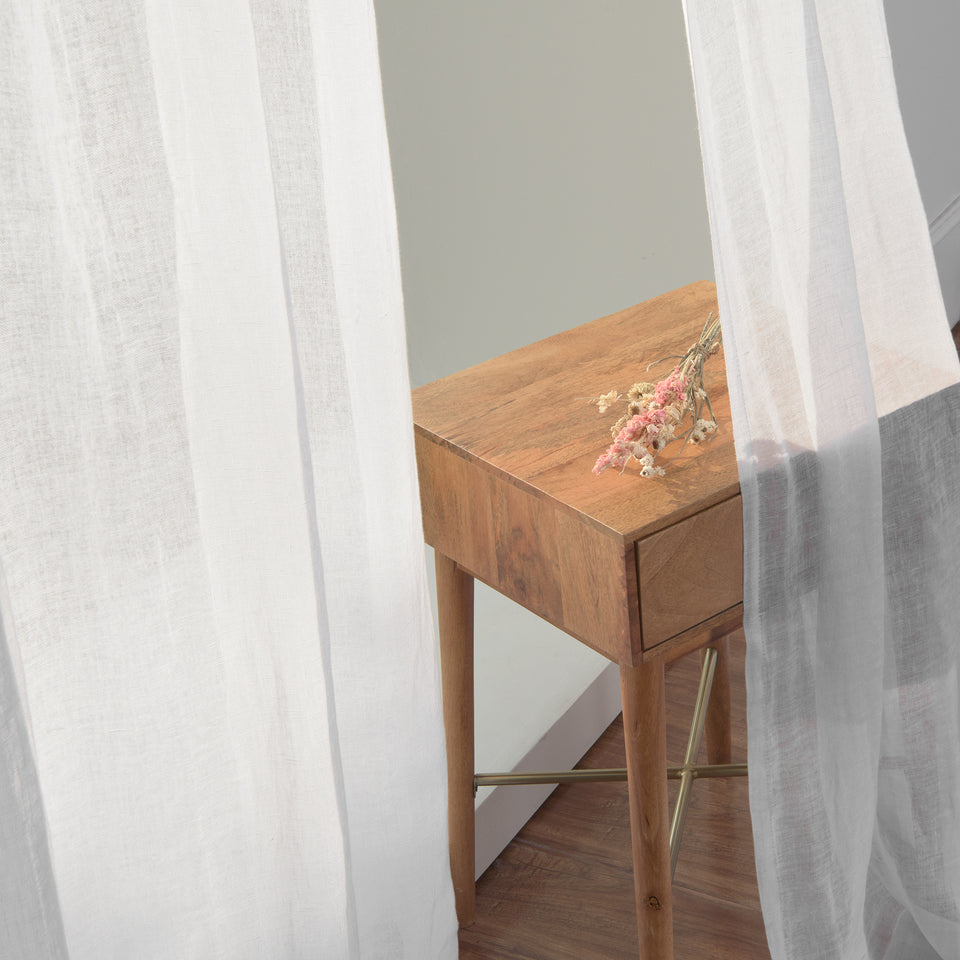Brittany Semi Sheer Linen Tie Top Curtain