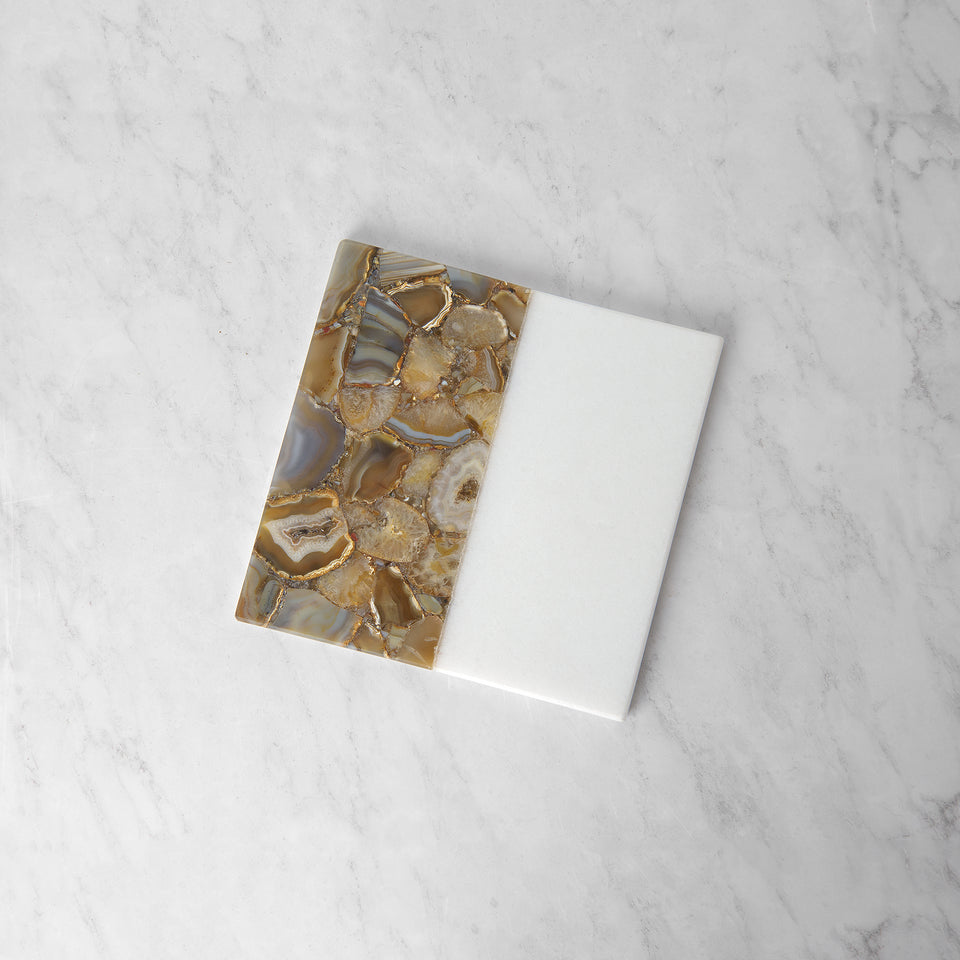 Square Marble and Yellow Agate Serving Board