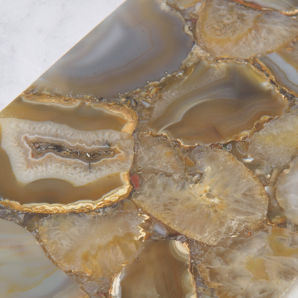 Square Marble and Yellow Agate Serving Board
