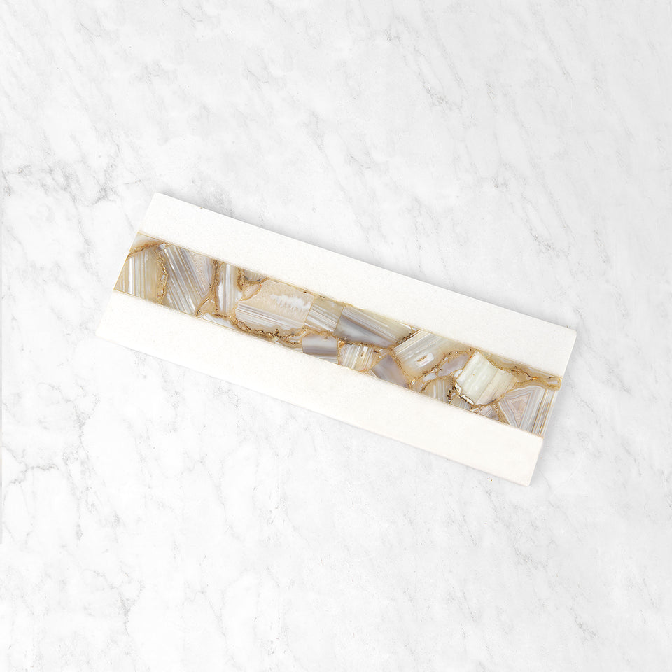 Long Marble and Agate Stripe Serving Board