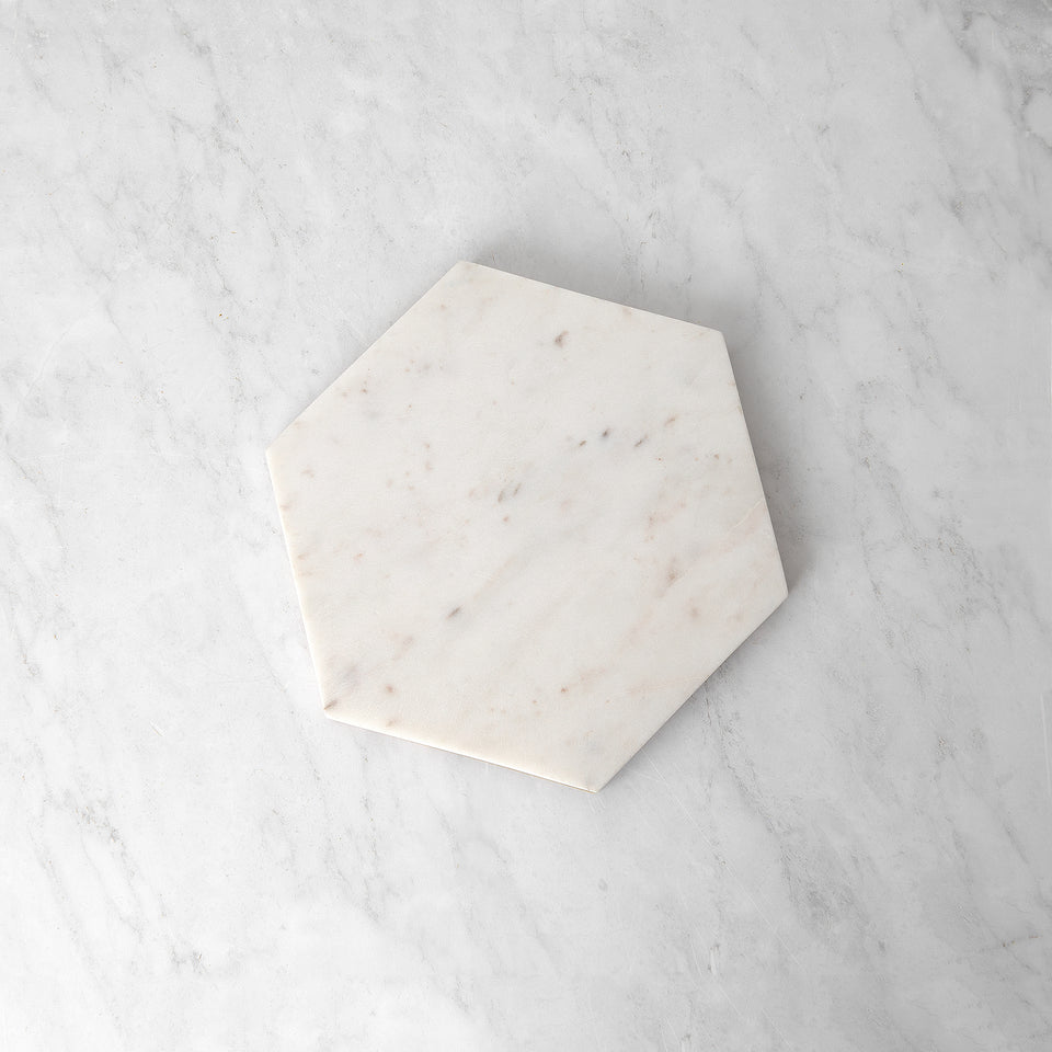 Marble and Wood Reversible Hexagon Tray