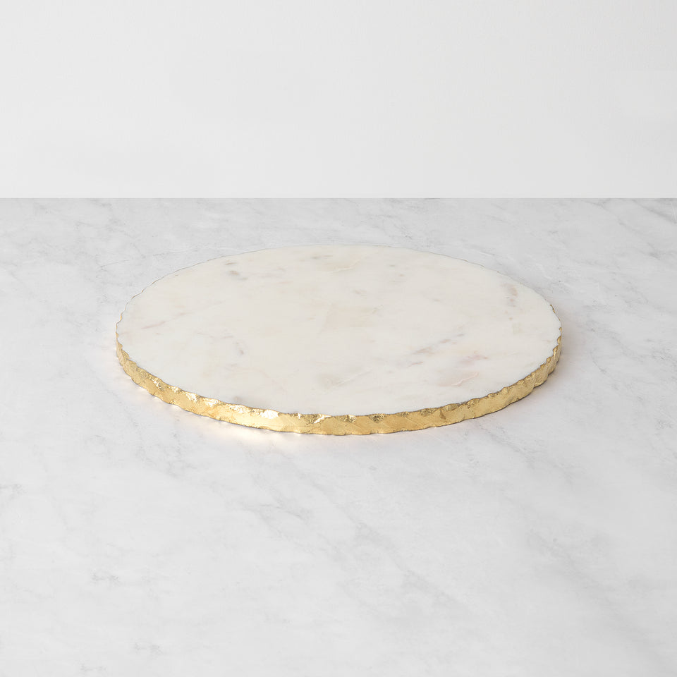 White Marble Plate with Gold Foil Edge