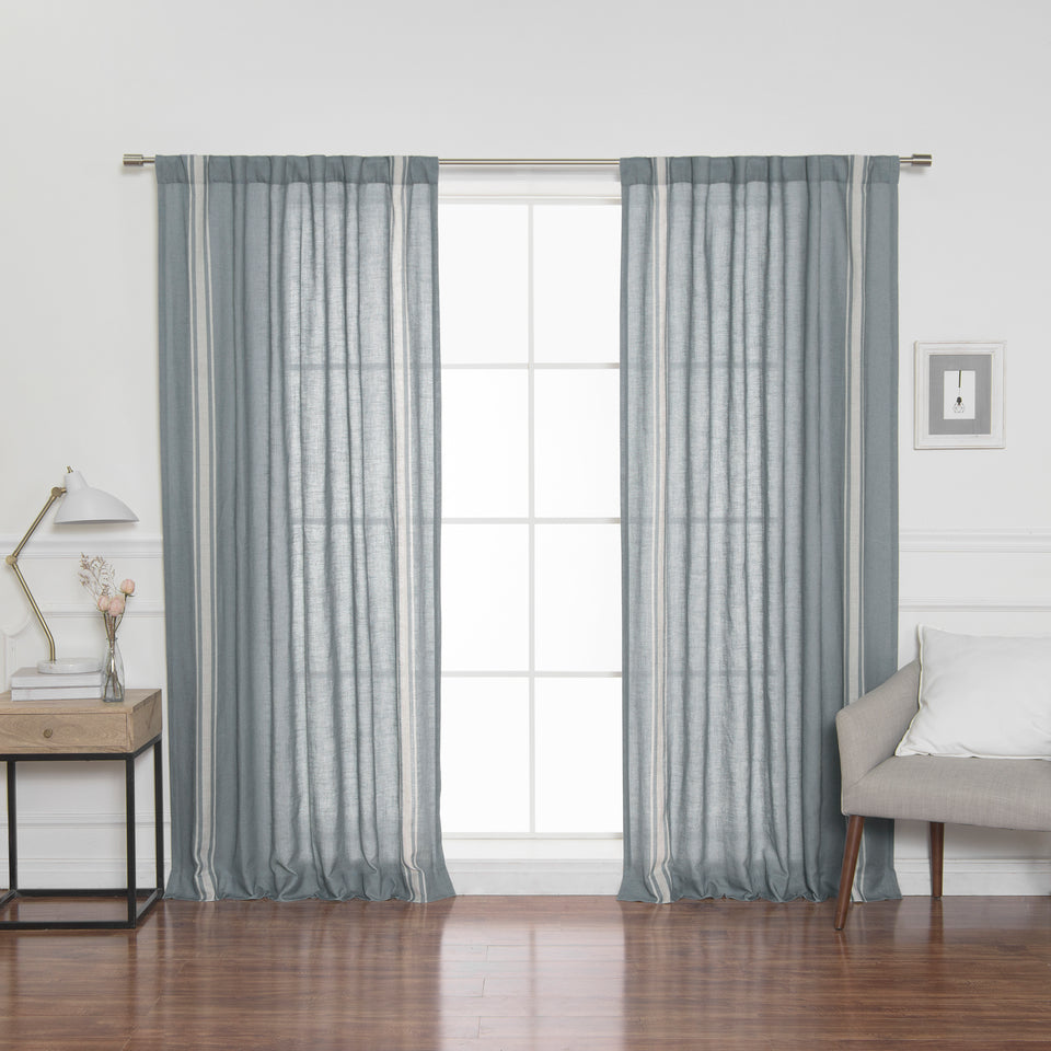 Linen Blend Reverse Triple Stripe Curtains