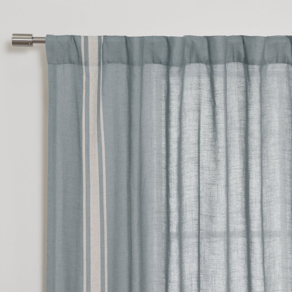 Linen Blend Reverse Triple Stripe Curtains