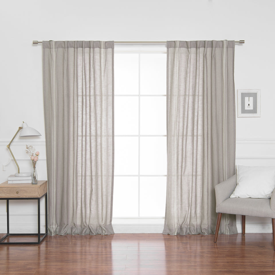 Linen Blend Reverse Triple Stripe Curtains