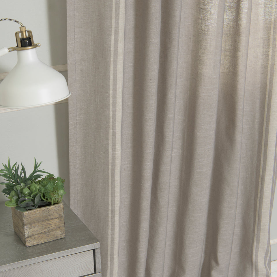 Linen Blend Reverse Triple Stripe Curtains