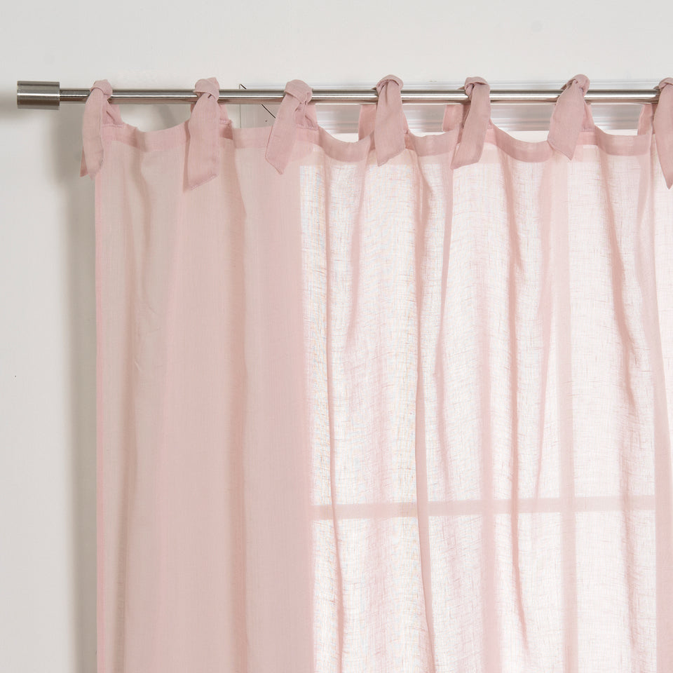 Faux Linen Romantic Tie Top Curtains